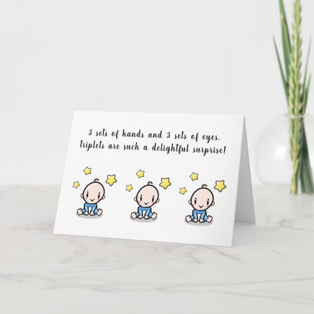 Triplets Greeting Card, Welcome Triplet Babys Kort (Framsida)