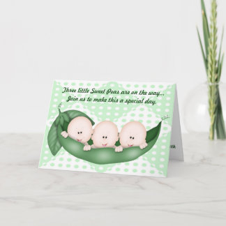 Triplets Grönt Baby Shower Pea i en Pod-inbjudan Inbjudan