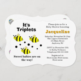 Triplets Gult Bee Baby Rattles Baby Shower Inbjudningar