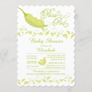 Triplets Little Peas Baby Shower-inbjudan Inbjudningar