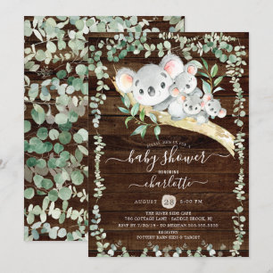 Triplets Sweet Koala Bears Baby Shower-inbjudan Inbjudningar