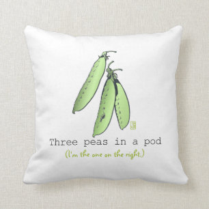 Triplets Tre ärter i en Pod 16 x 16 Dekorativ kudd Kudde