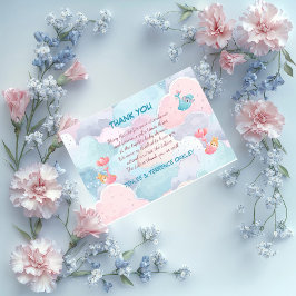 Triplets Two Girls and A Boy Thank You Tack Kort