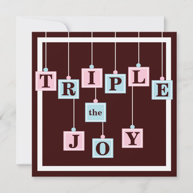 Tripletsbabykvarter i rosor & baby med inbjudningar (Framsida)