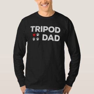 Tripod Pappa 3-Legged Hund Amputee Kärlek och Hear T Shirt