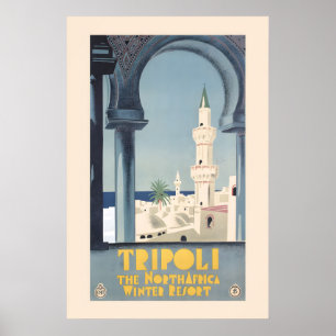Tripoli Afrika Libyen 1930-talet Vintage Reseskylt Poster