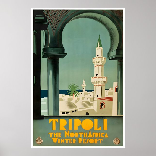 Tripoli Libyen Affisch Mellanöstern Resa Konsttryc (Framsidan)