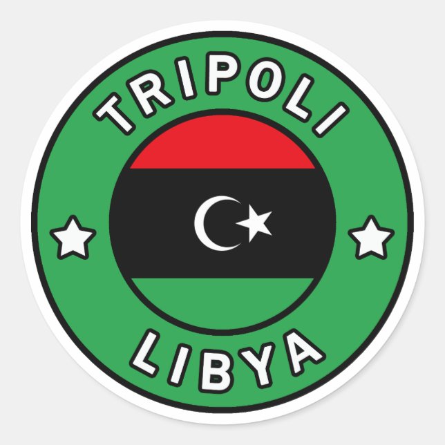 Tripoli Libyen Runt Klistermärke (Framsida)