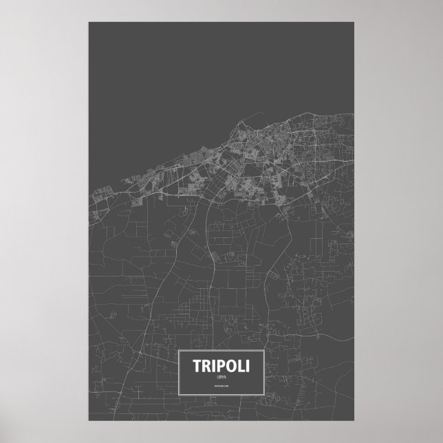 Tripoli, Libyen (vitt på svart) Poster (Framsidan)