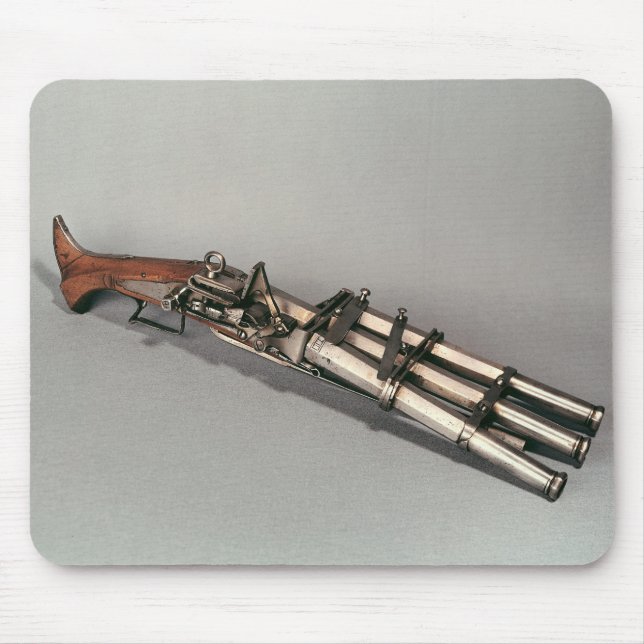 Trippel-barrelled pistol musmatta (Framsidan)