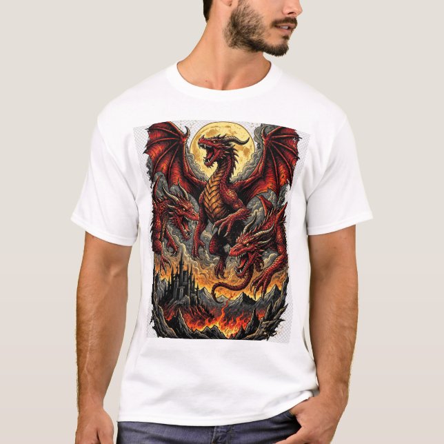 Trippel Drakmåne Fantasy T-shirt (Framsida)