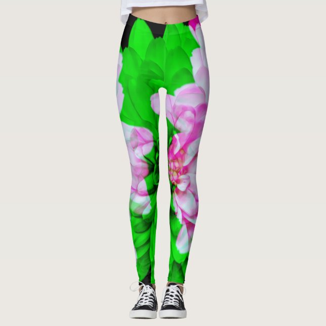 Trippel exponeringsblomma Konst Abstrakt Leggings (Framsida)