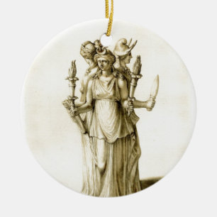 Trippel-Förkroppsligade Hecate Julgransprydnad Keramik