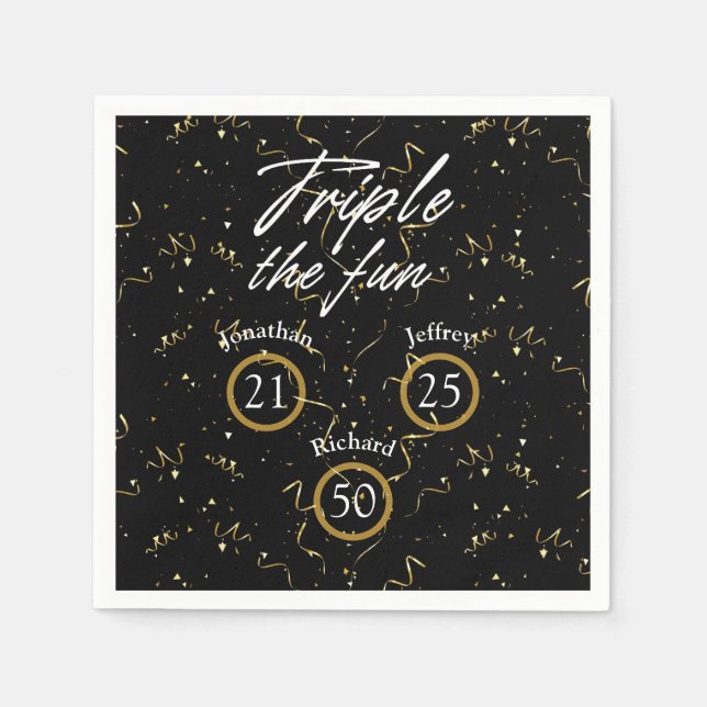 Trippel från den gemensamma födelsedagen Roligten Pappersservett (Framsidan)