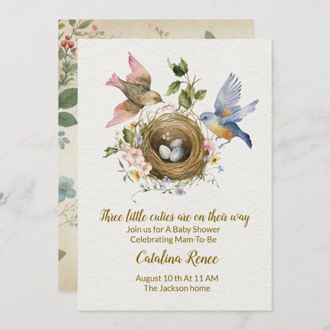 Trippel glädje: En firande för våra trillingar! Inbjudningar (Fram/baksida)