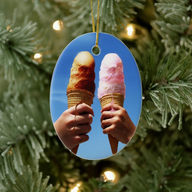 Trippel glasskoner julgransprydnad keramik (Träd)