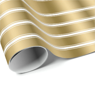 Trippel Guld och Vita Rand Mönster Presentpapper