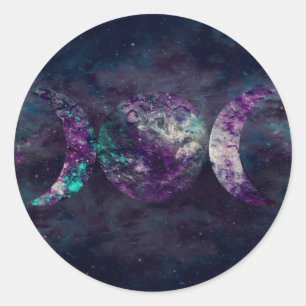 Trippel mån-gudinna Luna Universum Party Runt Klistermärke