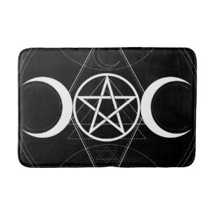 Trippel mån-gudinna pentagram svart & vit Wicca Badrumsmatta