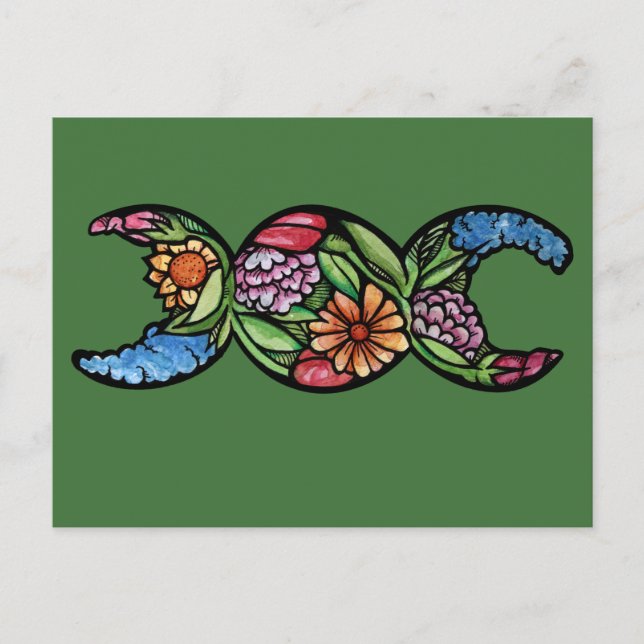 Trippel mån-gudinna symbol blomma                  vykort (Framsida)