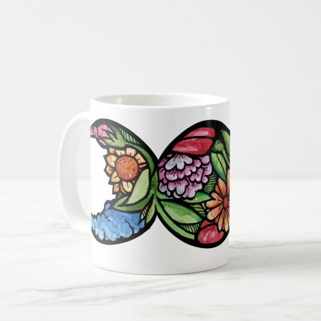 Trippel mån symbol blomning kaffemugg (Framsida vänster)