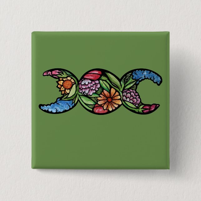 Trippel mån symbol blomning knapp (Framsida)