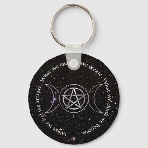 Trippel Måne gudinna Wicca Pentacle Nyckelring