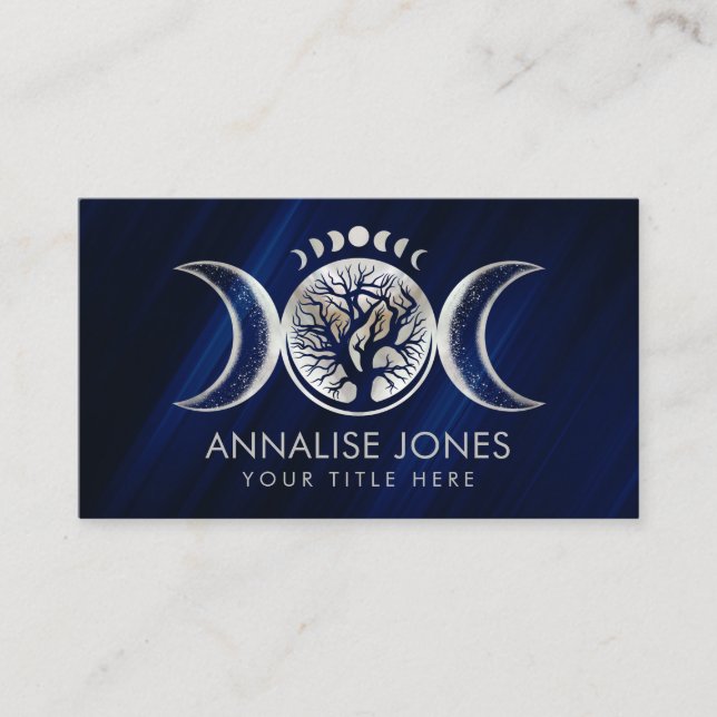 Trippel Måne - Livets träd Ornament Affärskort Visitkort (Framsida)