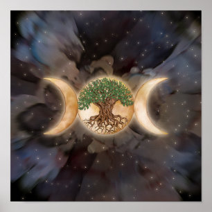 Trippel Måne livets träd Poster
