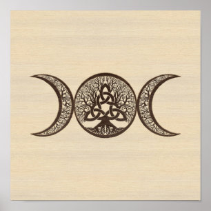 Trippel Måne Livets träd Triquetra Poster