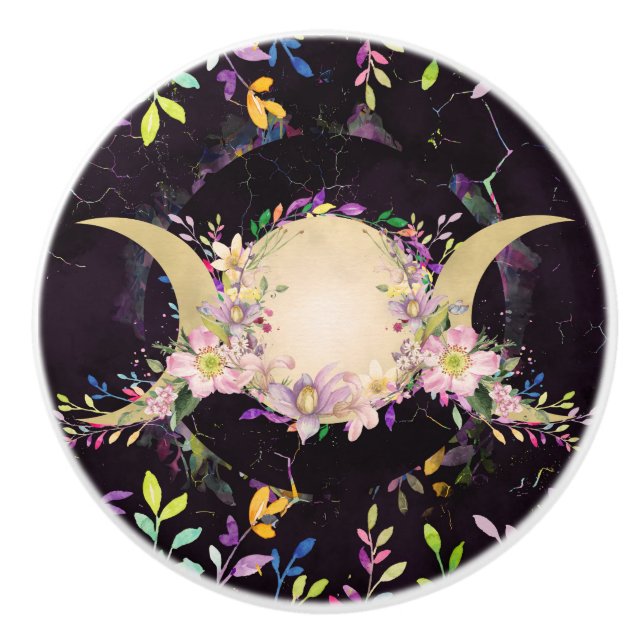 Trippel Måne - Tredubbel gudinna - vattenfärg Knopp (Framsidan)