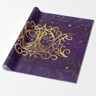 Trippel Måne - Trippelgudinna Guld och Lila Presentpapper