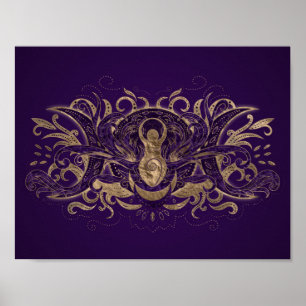 Trippel Måne - Trippelgudinna Lila och Guld Poster