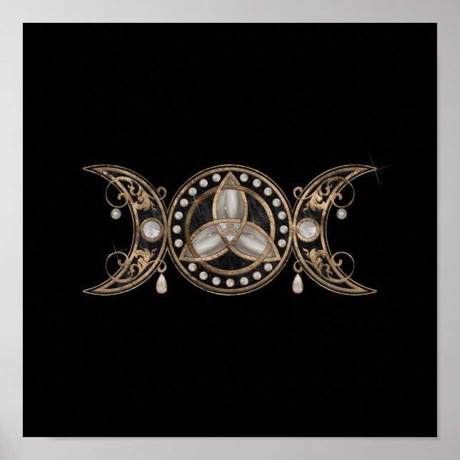 Trippel Måne Triquetra Mor i Pearl Poster (Framsidan)