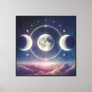 Trippel månfaser Väggkonst – Celestial Lunar Himme Canvastryck