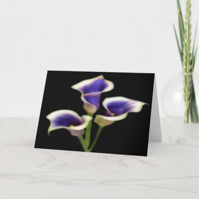 Trippel Royal Purple Blommiga Välkomstkort Kort (Framsida)
