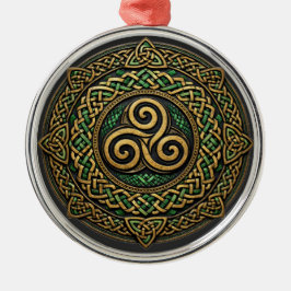 Trippel Spiral Mandala — Evig Keltisk Flätning Julgransprydnad Metall