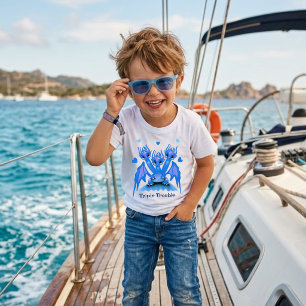 Trippel Tjej Trubbel Söt Blå Trehövdad Drak T Shirt
