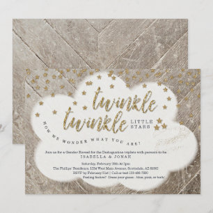 Trippel Twinkle Twinkle Little Star-Gender Reducti Inbjudningar