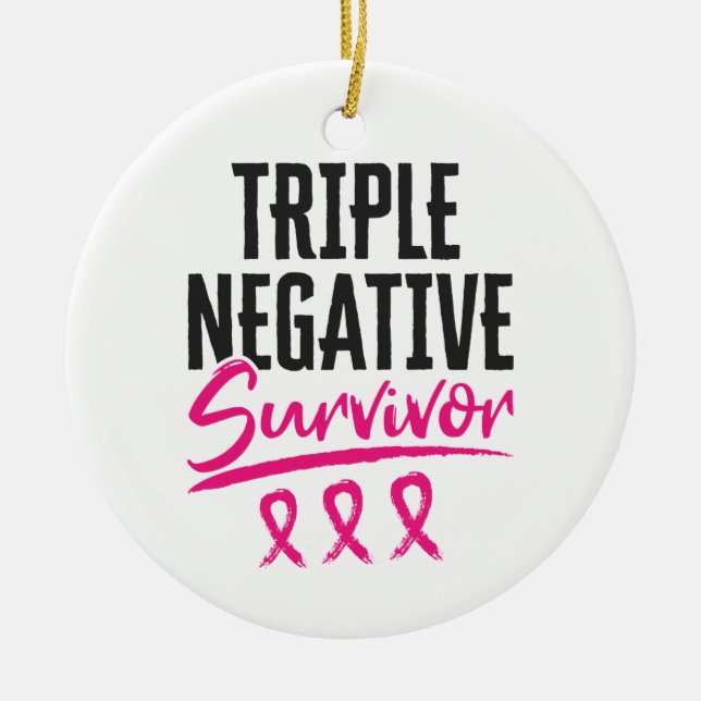 Trippelcancer Negativ Survivor TNBC Bröstcancer Julgransprydnad Keramik (Framsidan)