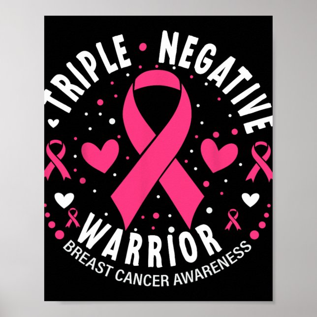 Trippelcancer Negativ Warrior Rosa Heart Breast Ca Poster (Framsidan)