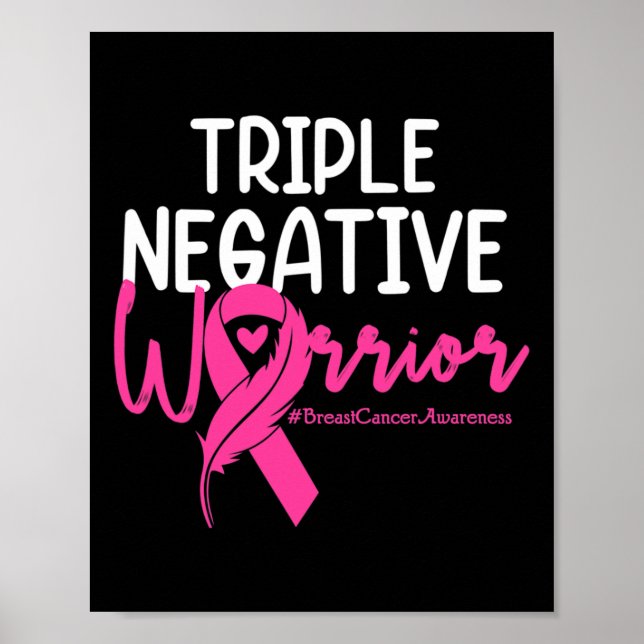Trippelcancer vid Negativ Rosa Ribbon Breast Cance Poster (Framsidan)