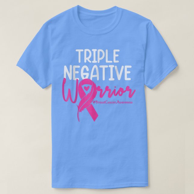 Trippelcancer vid Negativ Rosa Ribbon Breast Cance T Shirt (Design framsida)