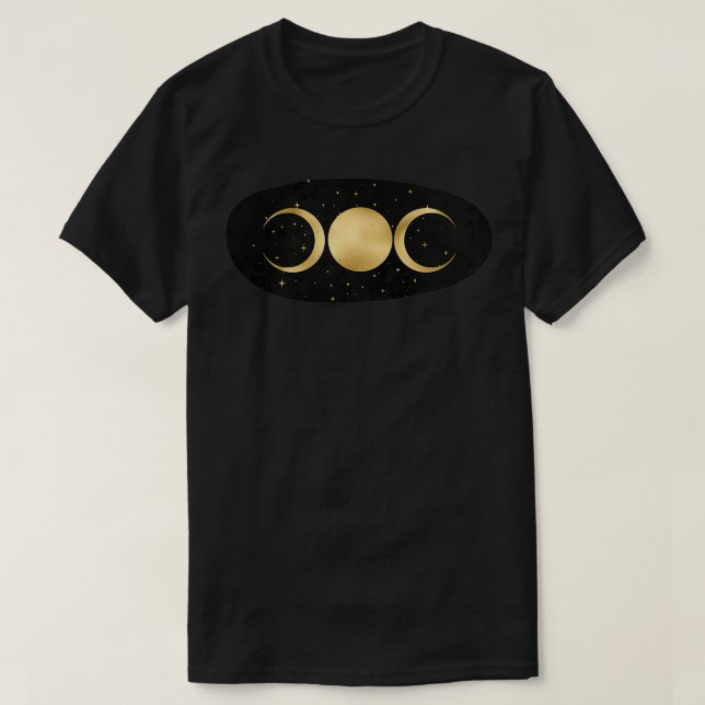 Trippelgudinna i Stars Guld på Black T Shirt (Design framsida)