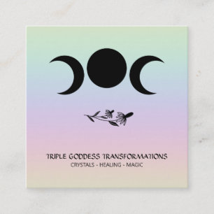 *~* Trippelgudinna Luna Måne Magic Boho Rainbow Fyrkantigt Visitkort