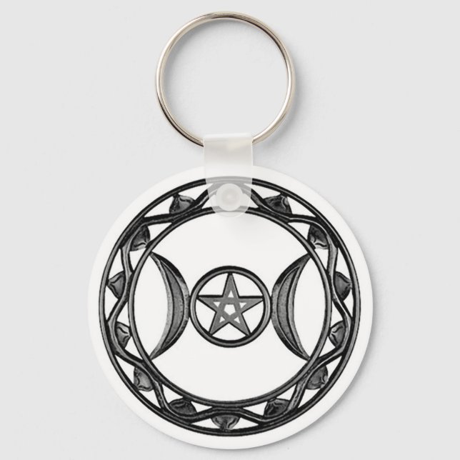 Trippelgudinna med Pentagram Nyckelring (Framsida)