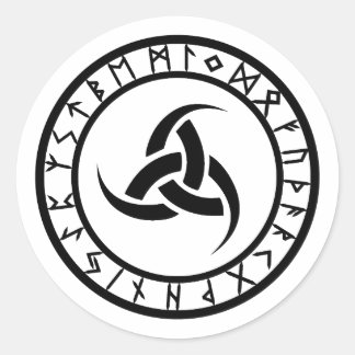 Trippelhorn av Odin - Rune Circle Runt Klistermärke