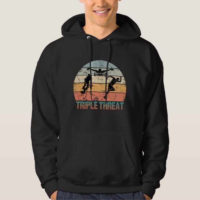 Trippelhot - Idrottsmannen Triathlon Hoodie (Framsida)