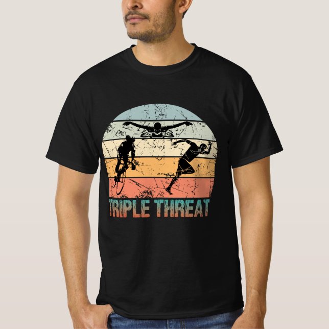 Trippelhot - Idrottsmannen Triathlon T Shirt (Framsida)