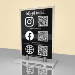 Trippelikon och QR-kod Business Social Media Sign Bordsnummer